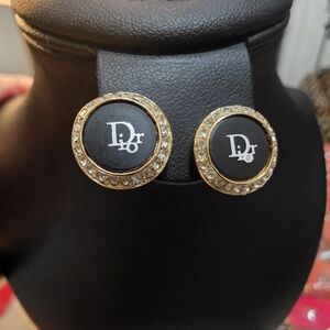 Christian Dior Vintage Crystal & Enamel Clip-on Earrings